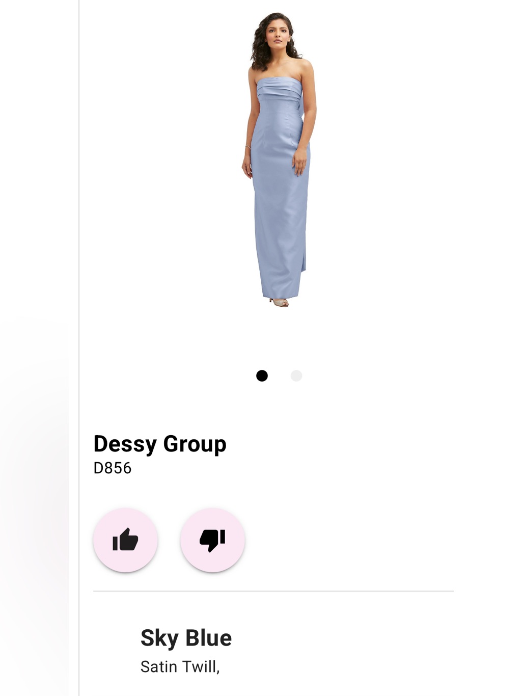 Dessy Group Sky Blue Strapless Satin Maxi Dress
